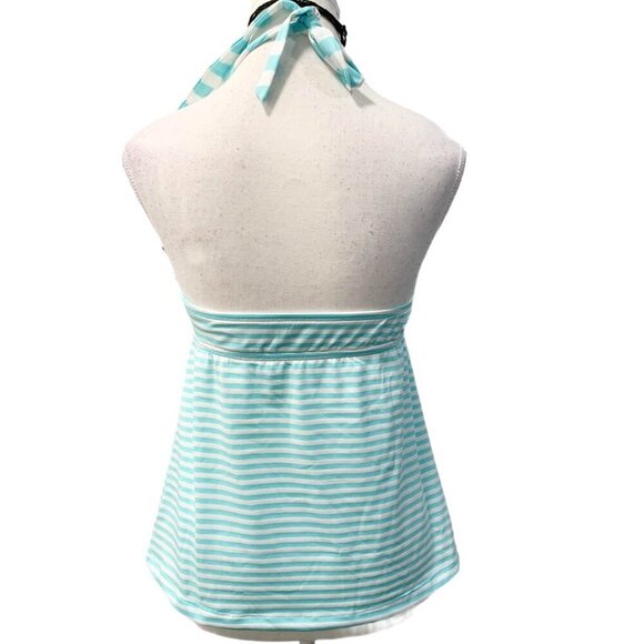 MOSSIMO NWT Blue & White Tankini Halter Top with adjustable neck Size Medium - Picture 3 of 4
